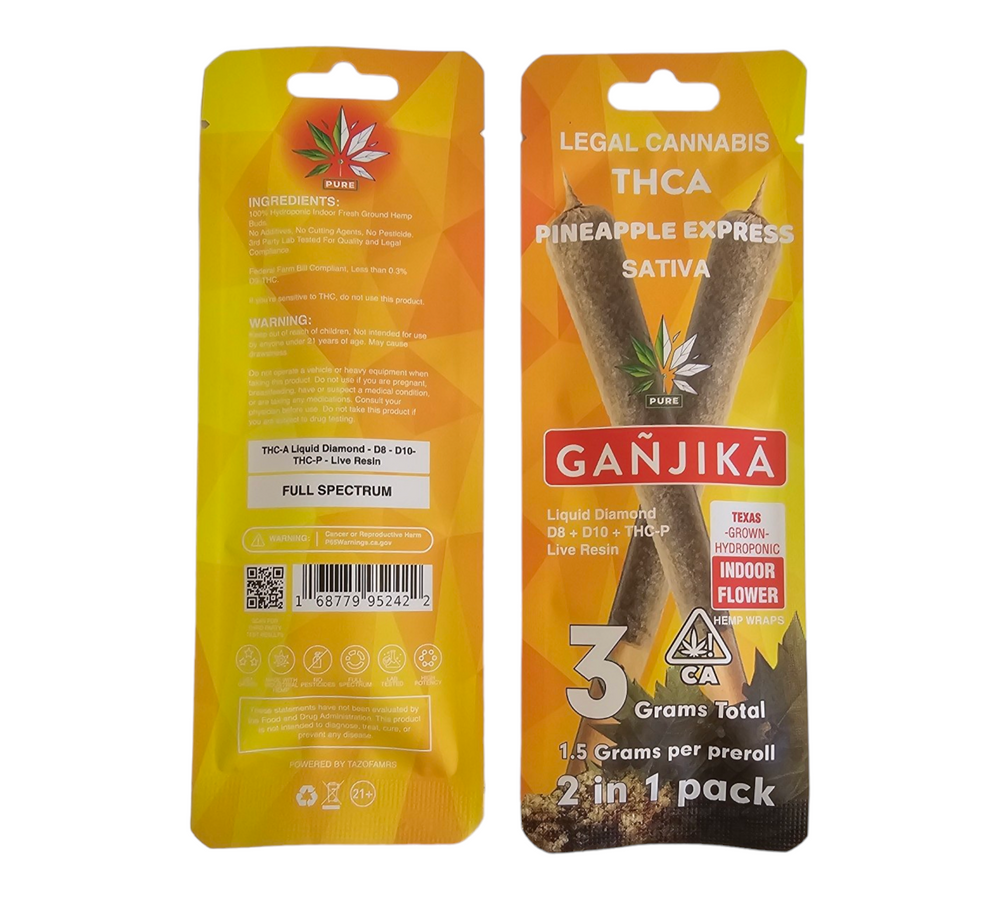 2-IN-1 Pack Wraps : THCA : 1.5 g : Mylar Bag - GANJIKA