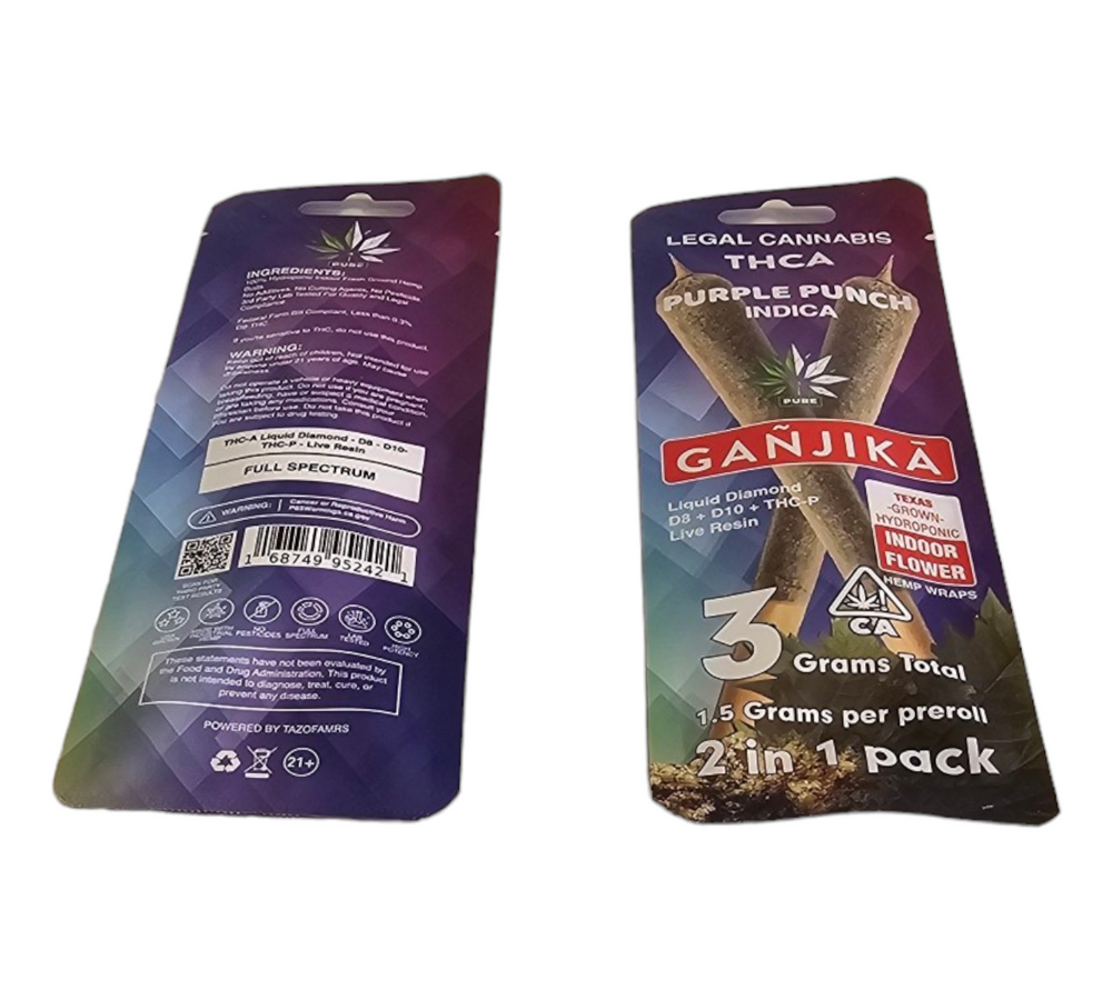 2-IN-1 Pack Wraps : THCA : 1.5 g : Mylar Bag - GANJIKA