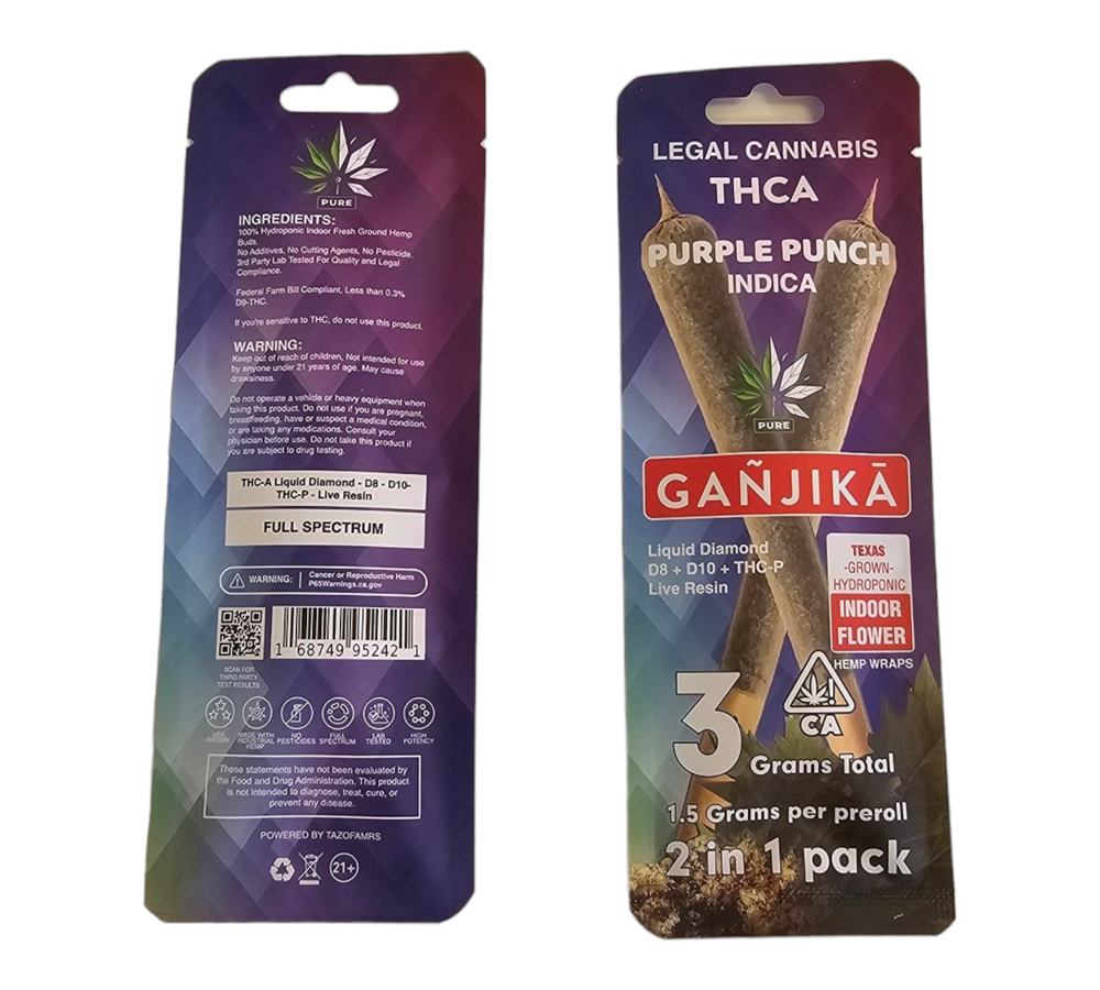 2-IN-1 Pack Wraps : THCA : 1.5 g : Mylar Bag - GANJIKA