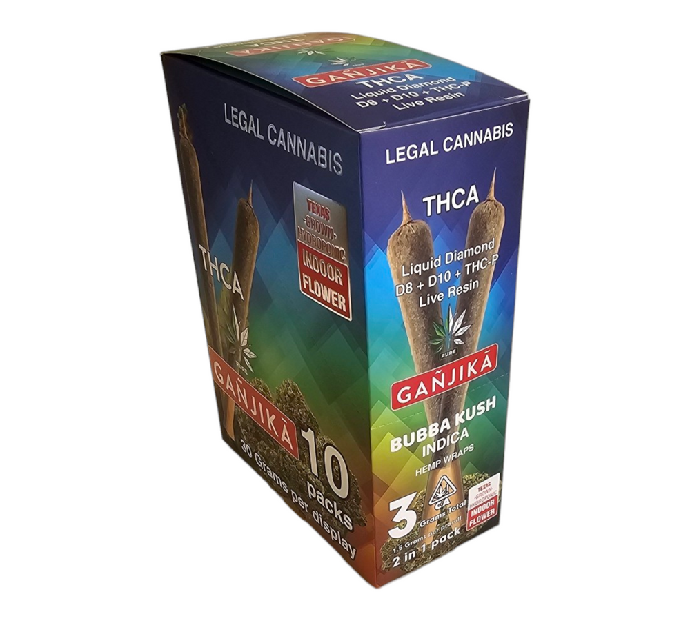 2-IN-1 Pack Wraps : THCA : 1.5 g : 10 CT Box - GANJIKA