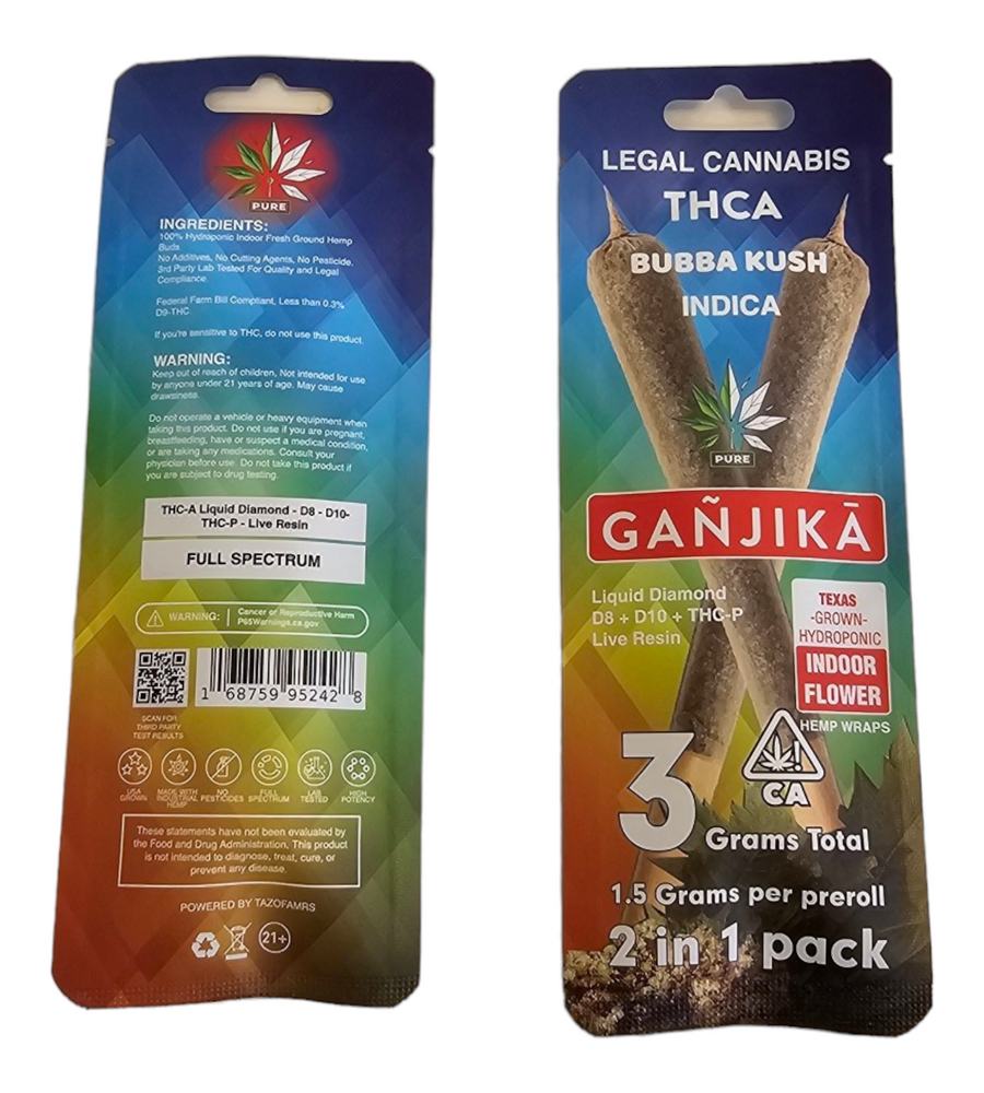 2-IN-1 Pack Wraps : THCA : 1.5 g : Mylar Bag - GANJIKA