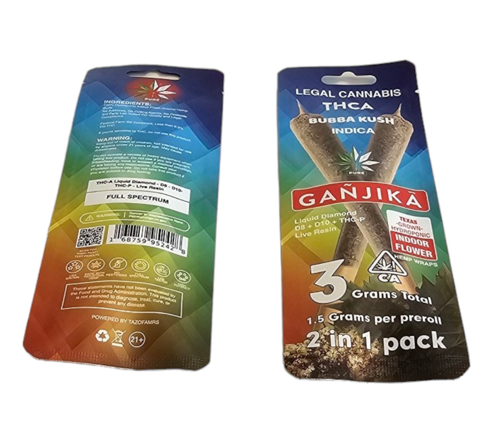 2-IN-1 Pack Wraps : THCA : 1.5 g : Mylar Bag - GANJIKA