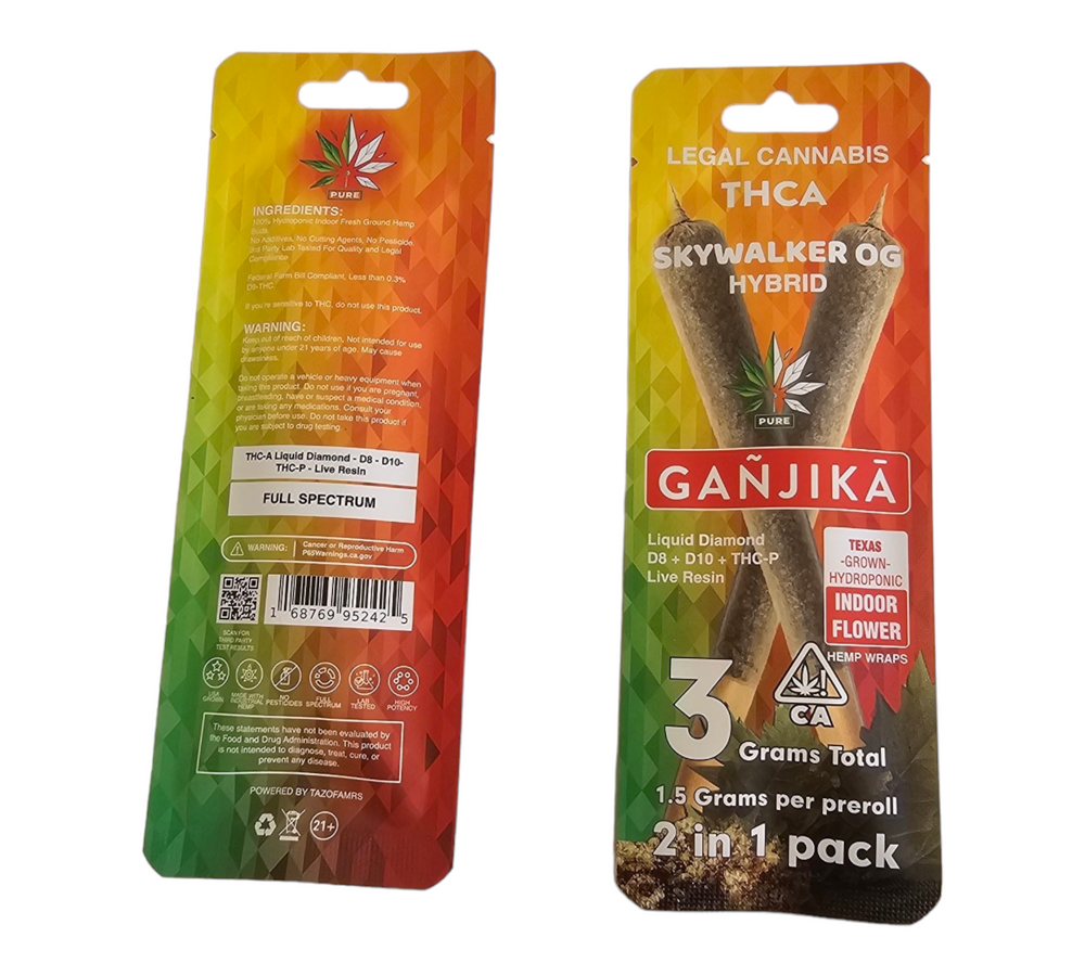 2-IN-1 Pack Wraps : THCA : 1.5 g : Mylar Bag - GANJIKA