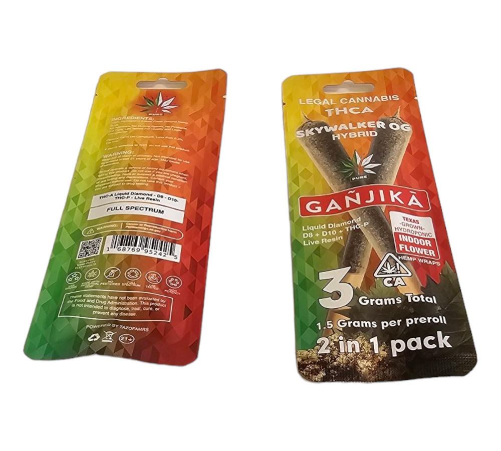 2-IN-1 Pack Wraps : THCA : 1.5 g : Mylar Bag - GANJIKA