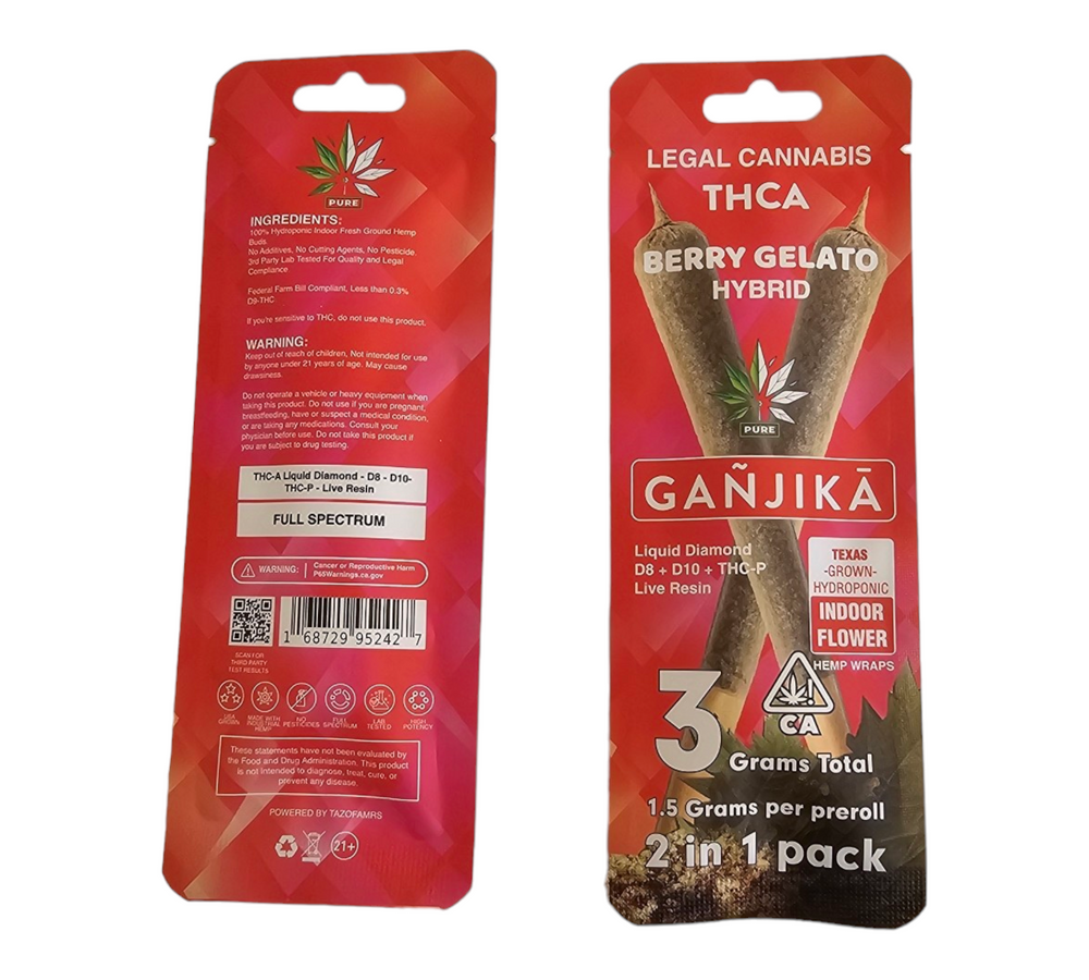 2-IN-1 Pack Wraps : THCA : 1.5 g : Mylar Bag - GANJIKA